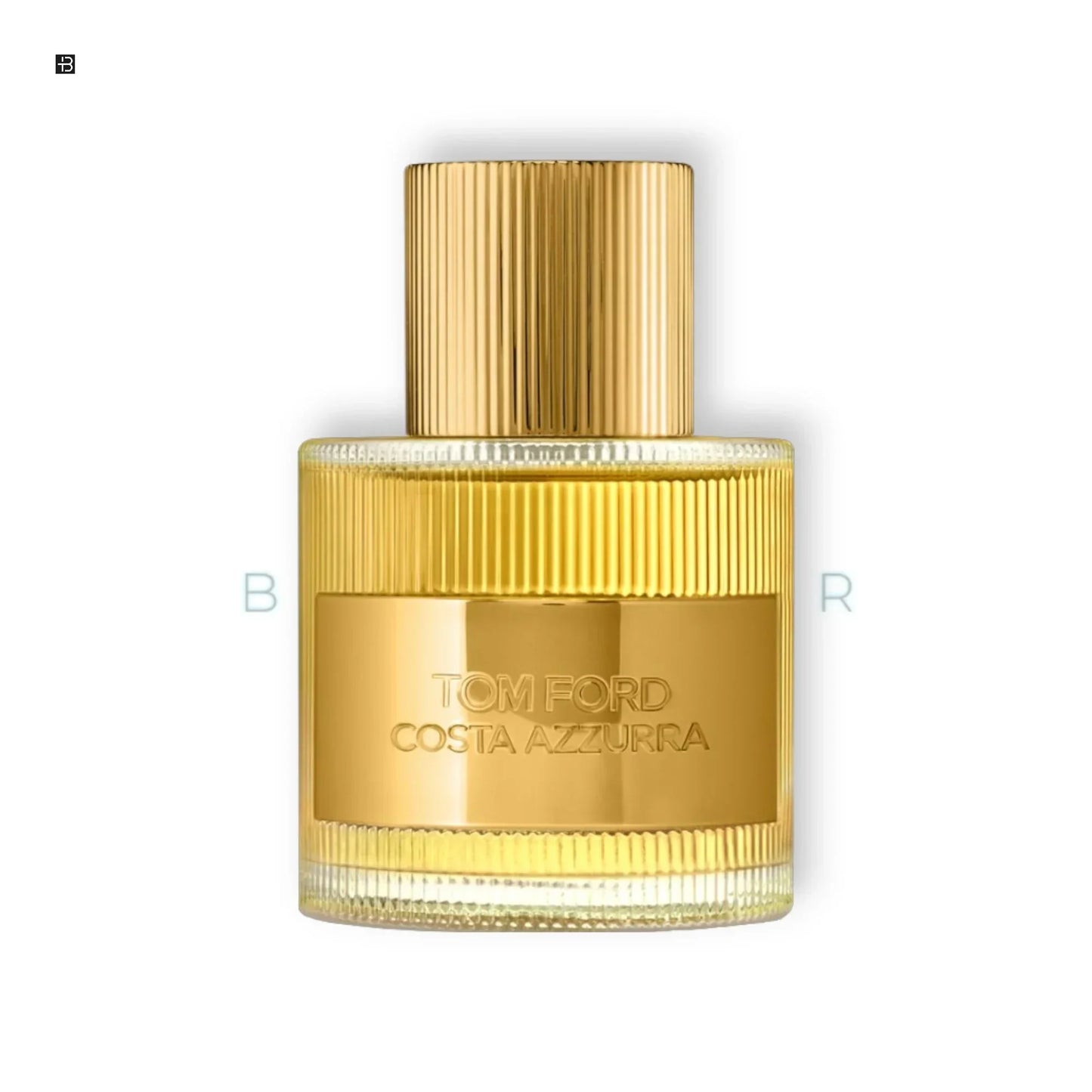 Edles Parfumflakon mit goldener, geriffelter Kappe, luxuriöses Unisex-Parfum Produktfoto