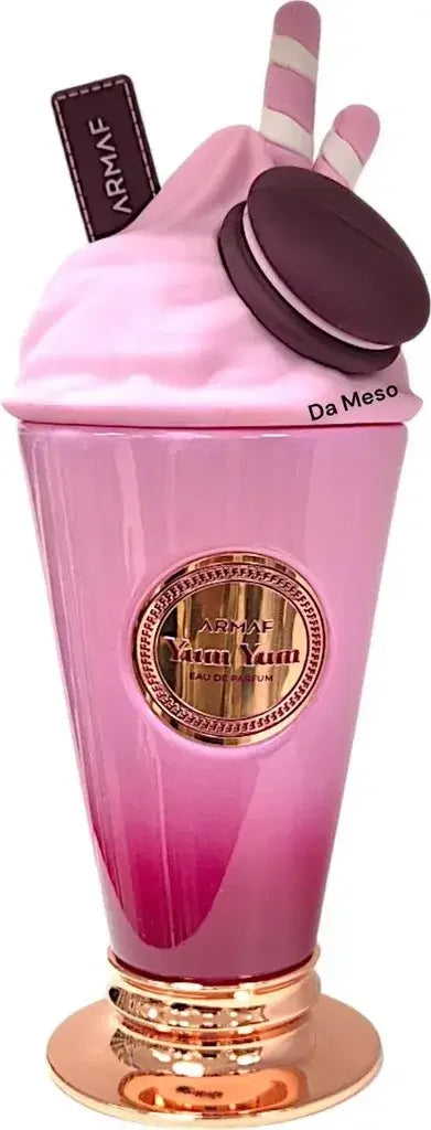 Luxus Parfumflakon in Rosa, inspiriert von Dessert, mit Keks- und Strohhalm-Design