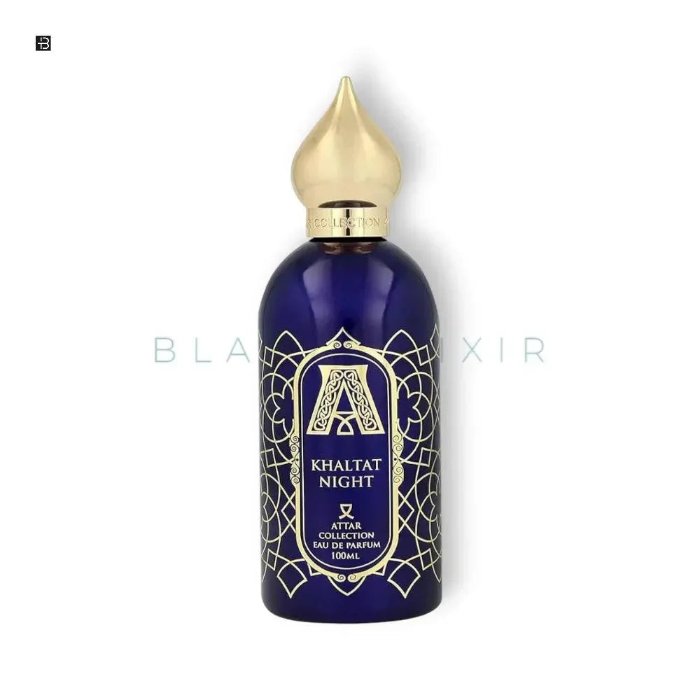 Edles Parfum KhalTat Night in blauer Flasche mit goldener Verzierung, 100ml, Unisexduft