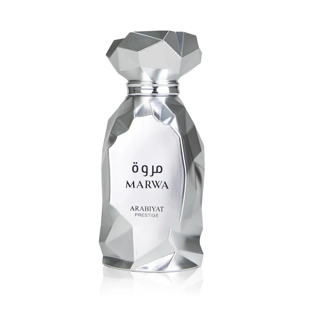 Silbernes Luxusparfum Marwa von Arabiyat Prestige in diamantförmigem Flakon