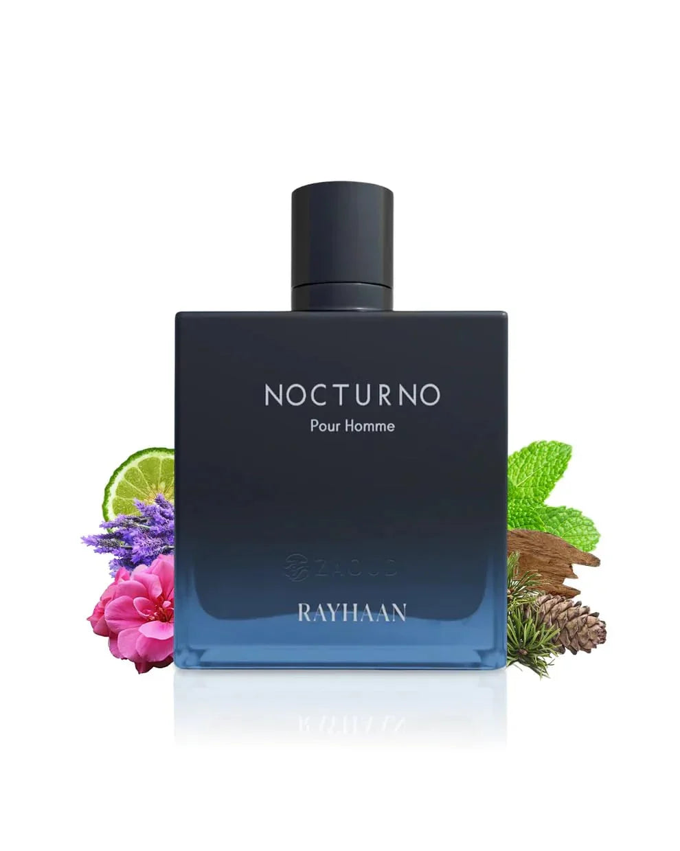 Nocturno Pour Homme Herrenparfum Flakon mit frischen BlĂŒten, Limette, Minze und Holznoten
