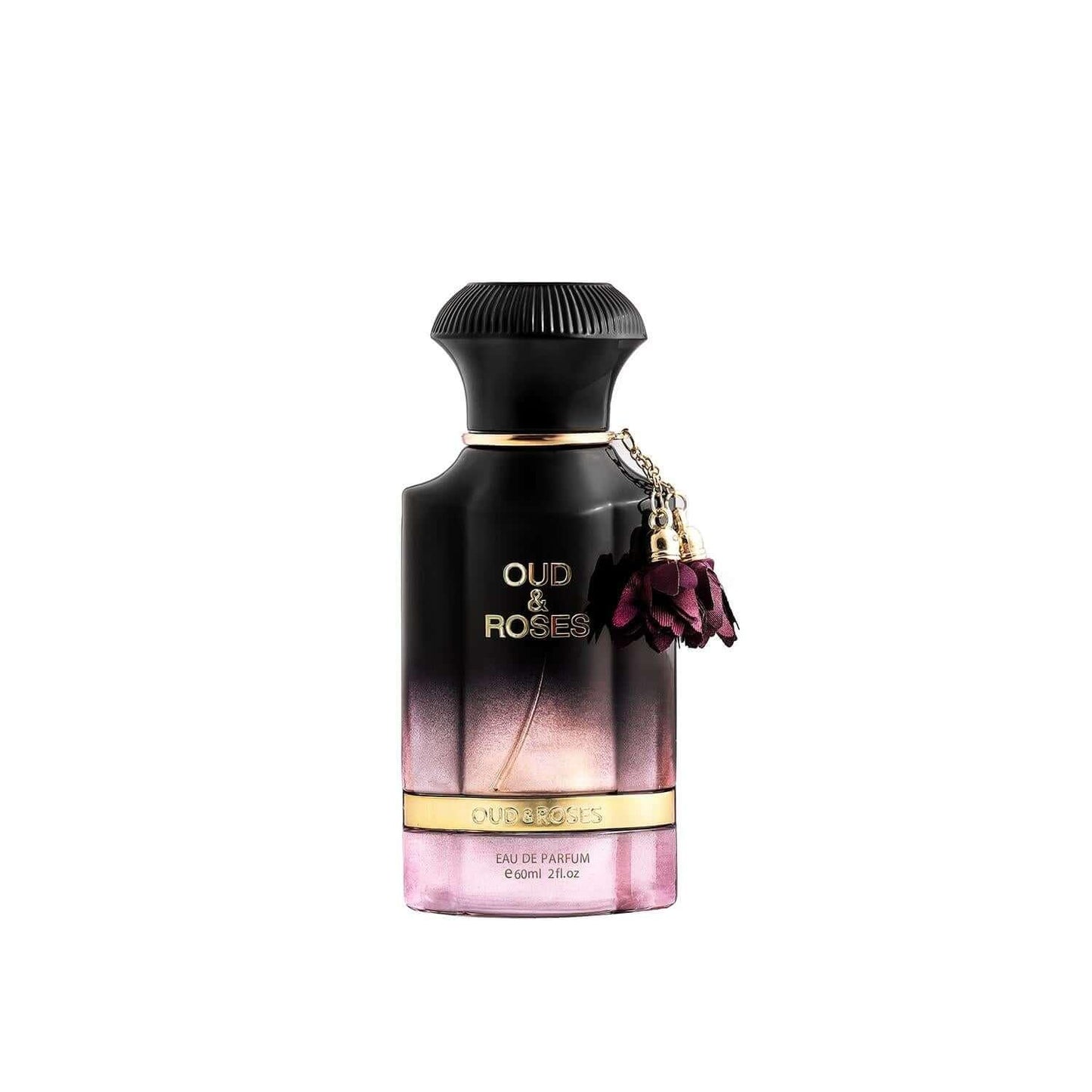 Luxuriöses Eau de Parfum Flakon Oud & Roses mit goldener Verzierung und AnhÀnger