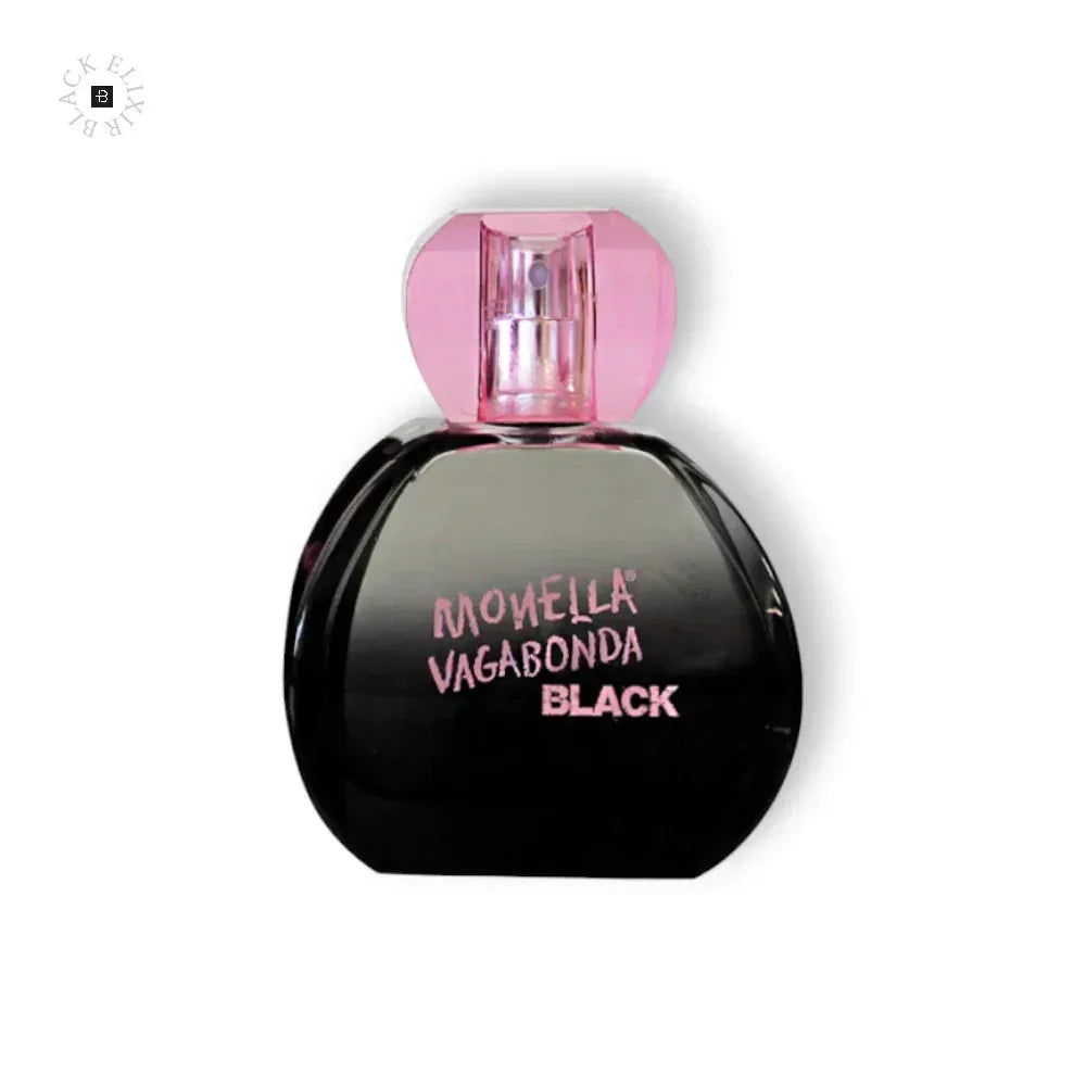 Schwarzer Monella Vagabonda Black Parfumflakon mit rosa Verschluss, Damenparfum