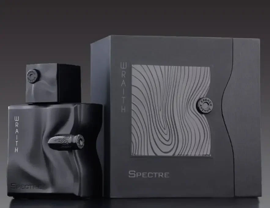 LuxusparfĂŒm Wraith Spectre Flakon mit eleganter schwarzer Geschenkbox, modernes Design