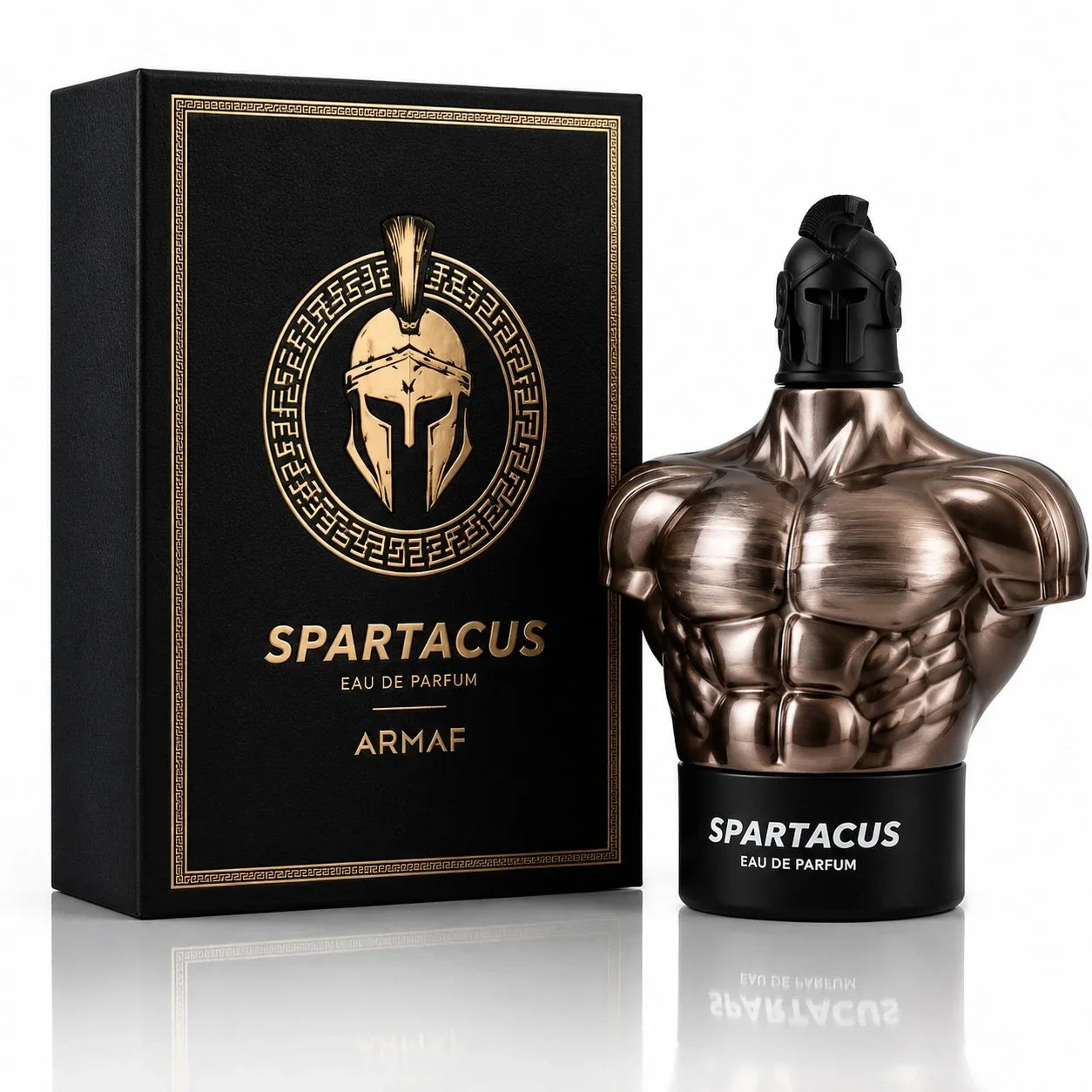 Spartacus Eau de Parfum von Armaf – Luxusparfum mit muskulöser Flasche und Spartaner-Helm