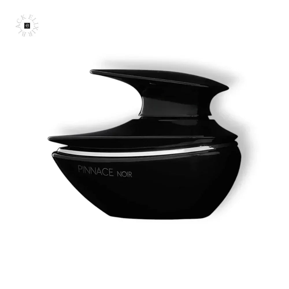Schwarzer Flakon Pinnace Noir Eau de Parfum im modernen, luxuriösen Design vor weißem Hintergrund.