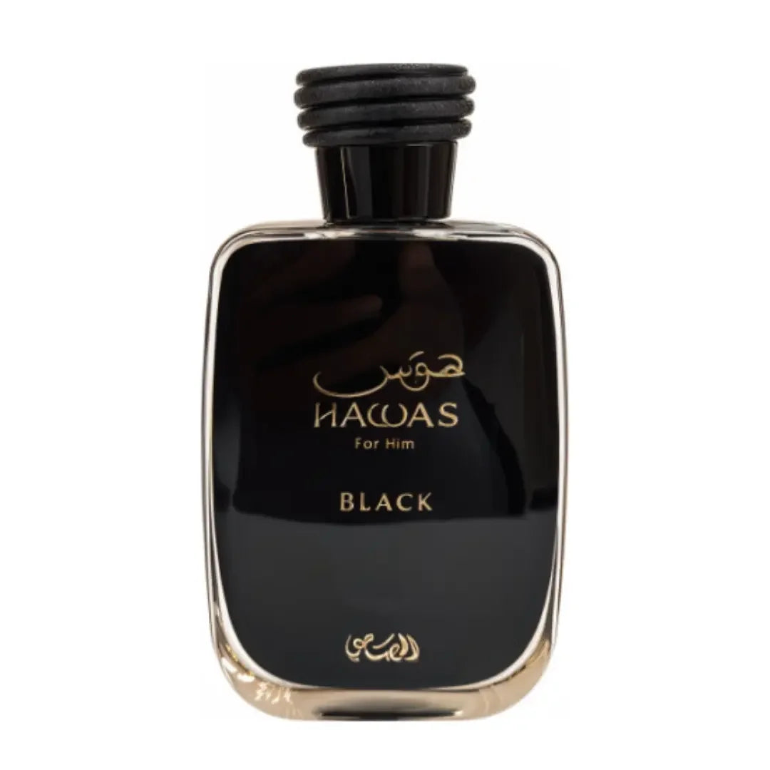 HAWAS For Him Black – Luxus Herrenparfum mit edlem Design und goldener Beschriftung