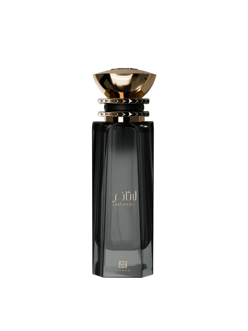 Luxus Parfumflakon in Schwarz mit goldener Kappe, edles Design, Unisex Duft