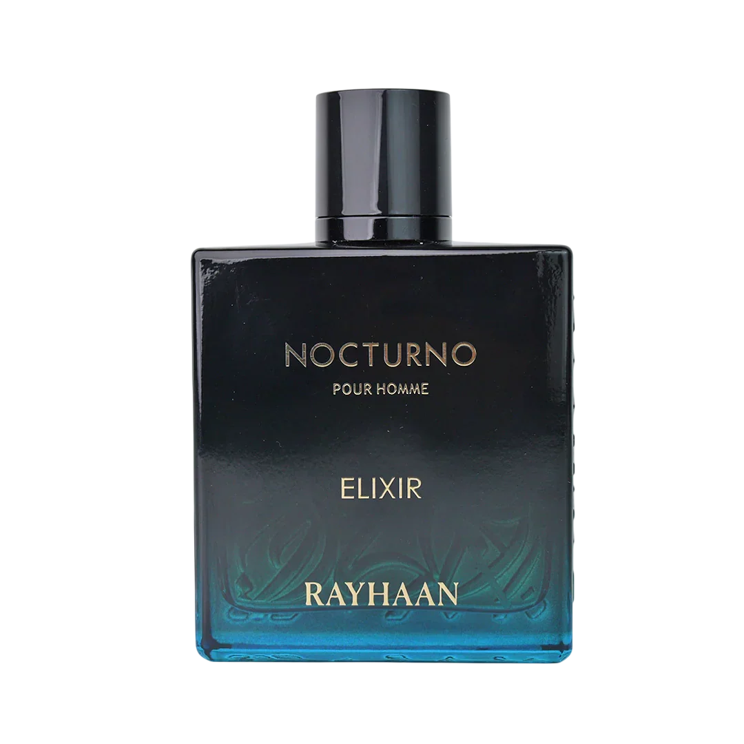Nocturno Pour Homme Herrenduft Elixir Rayhaan Flakon, luxuriös, dunkles Design