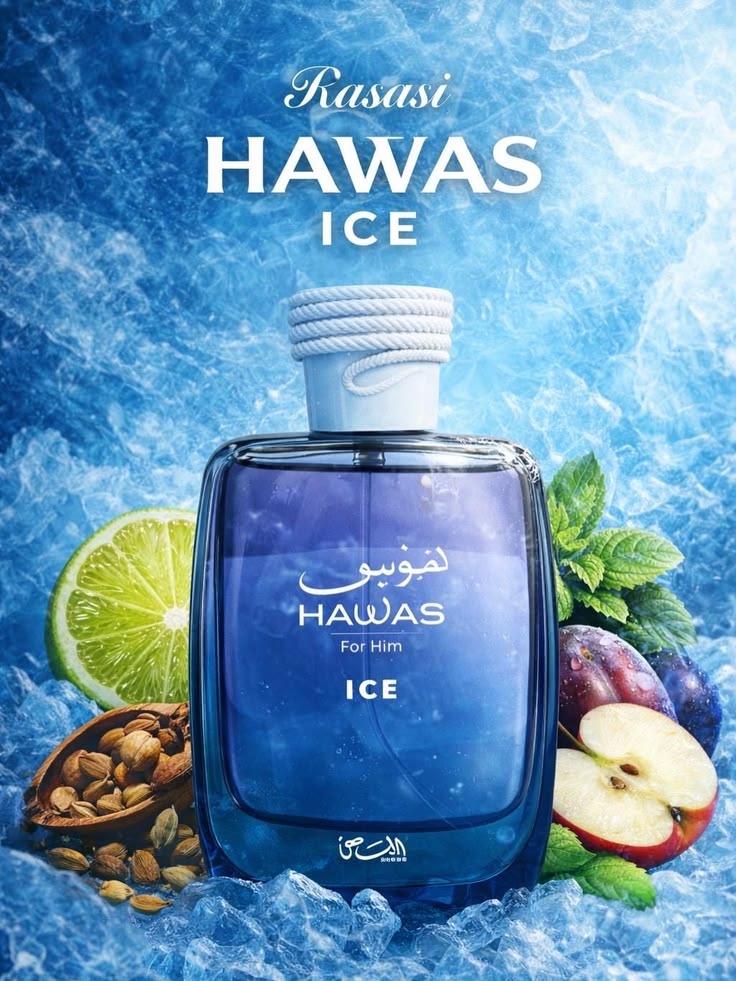 HAWAS ICE Herrenparfum mit Zitrone, Minze & Apfel in eisigem Design – luxuriöser Duft für Männer