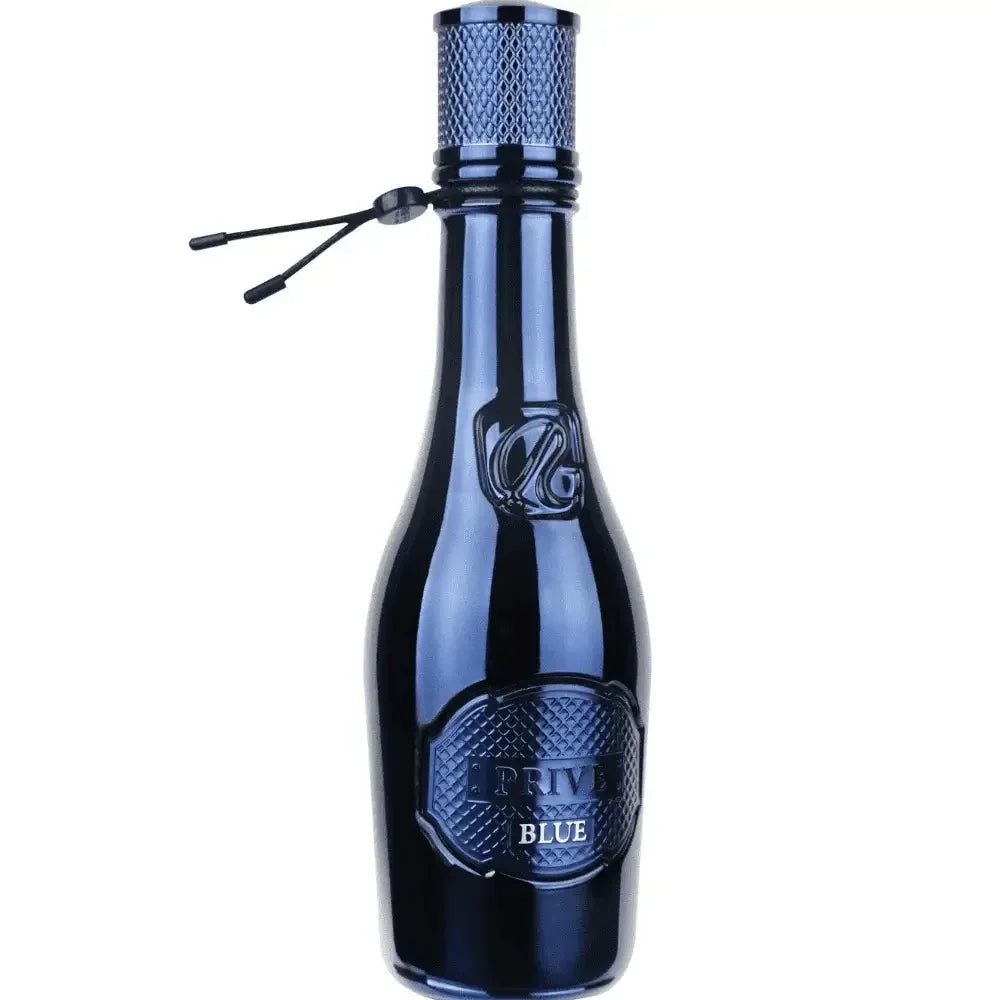 Edles, blaues Parfumflakon Prive Blue, luxuriöses Herrenparfum in moderner Flasche