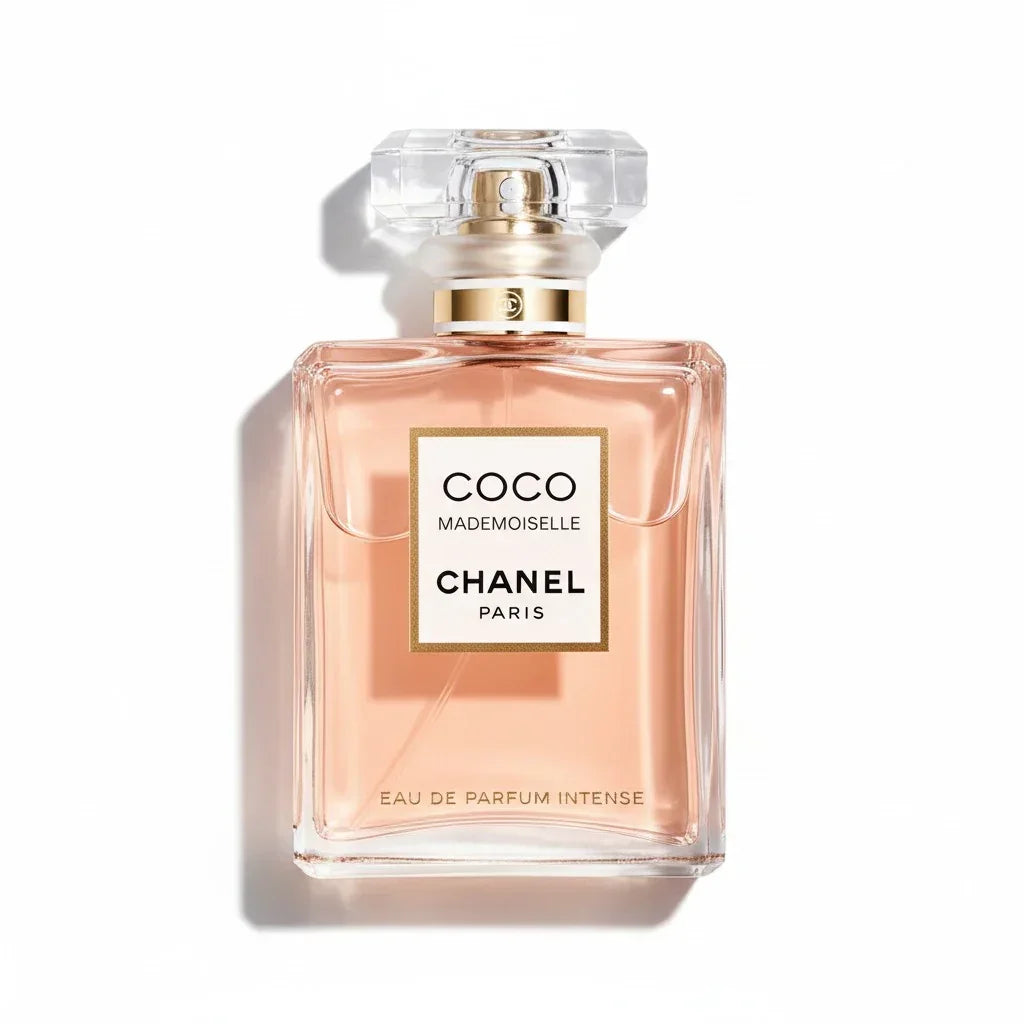 Luxus Damenparfum Coco Mademoiselle Flakon auf weiĂem Hintergrund