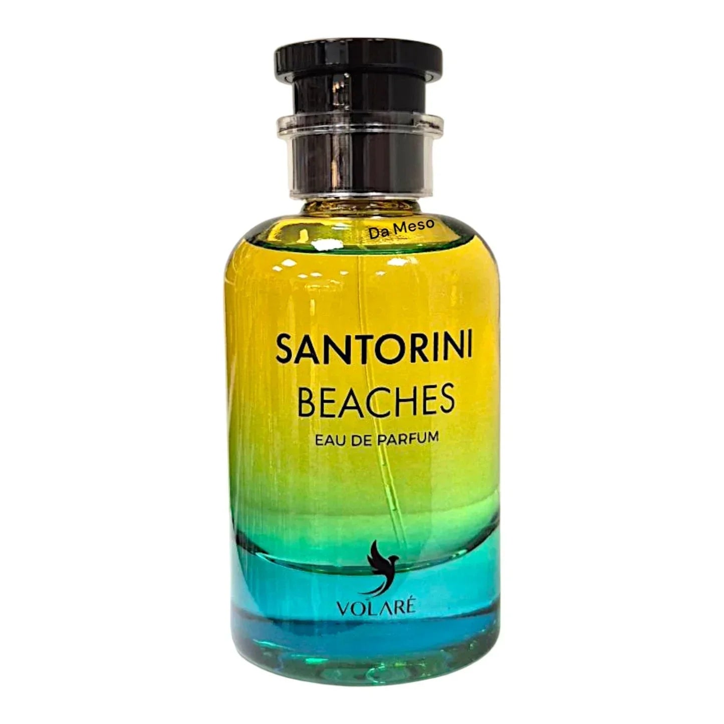 Luxusparfum Santorini Beaches Eau de Parfum Flakon, gelb-blaues Design, Duft fĂŒr Damen und Herren