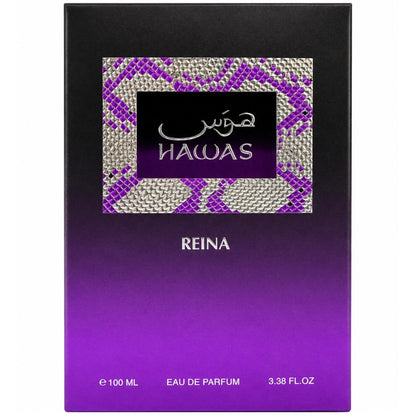 Hawas Reina Eau de Parfum 100ml – Luxusparfum in lila-schwarzer Verpackung mit edlem Muster