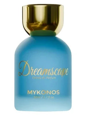 Mykonos Dreamscape Extrait de Parfum in einem hellblauen Flakon mit goldener Kappe