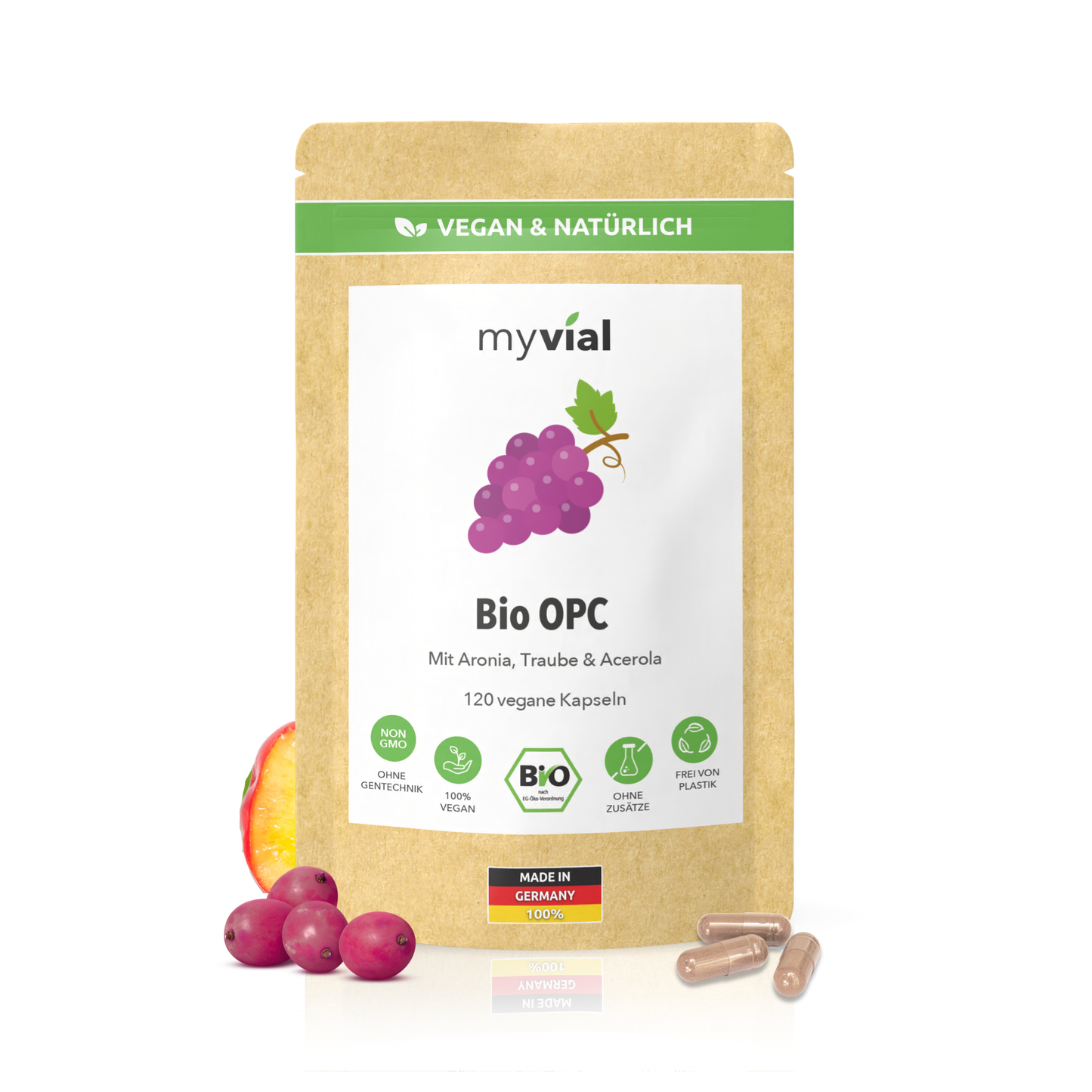 Organic OPC Capsules - With Grape Seed, Aronia Powder & Vitamin C