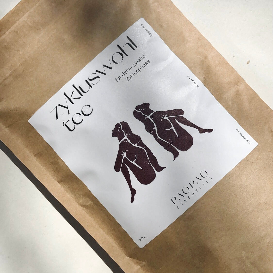 Verpackung von paopao essentials Zykluswohl Tee für die zweite Zyklusphase.
