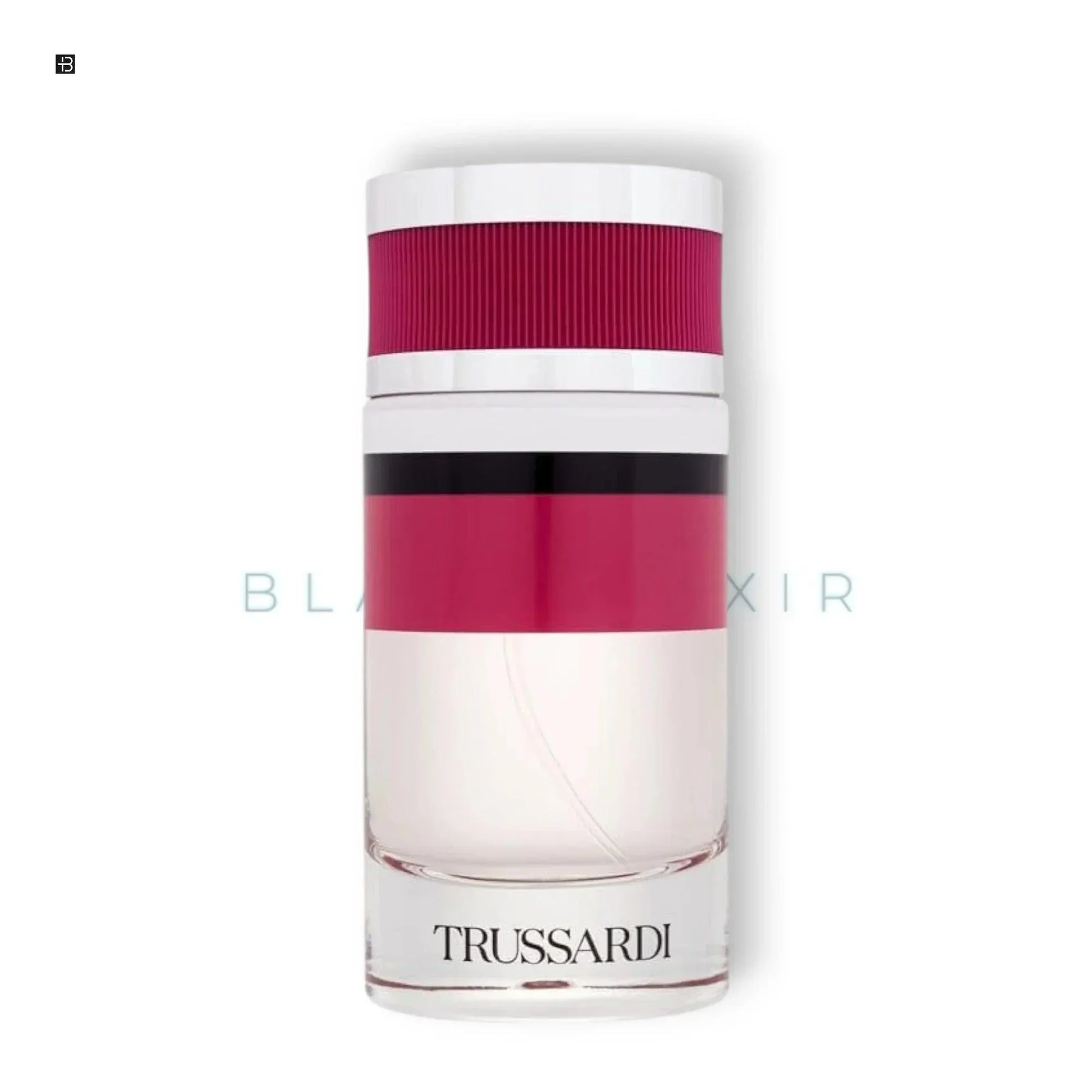 Trussardi Luxusparfum Flakon mit rotem und schwarzem Design, eleganter Damenduft