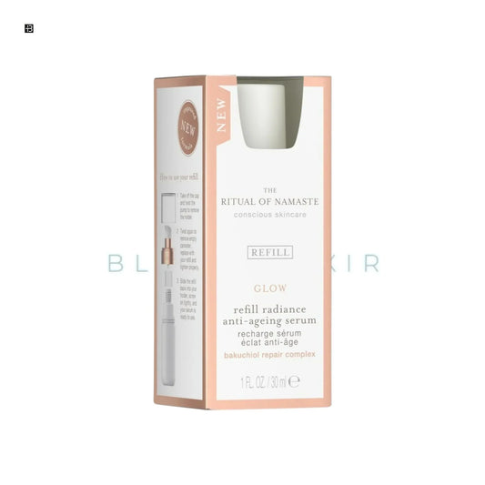 Refill-Box für Ritual of Namaste Glow Serum, Anti-Aging Pflege, 30ml, auf weißem Hintergrund