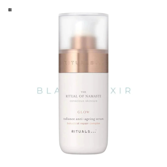 Rituals The Ritual of Namaste Glow Anti-Aging Serum mit goldener Kappe, weißem Spender