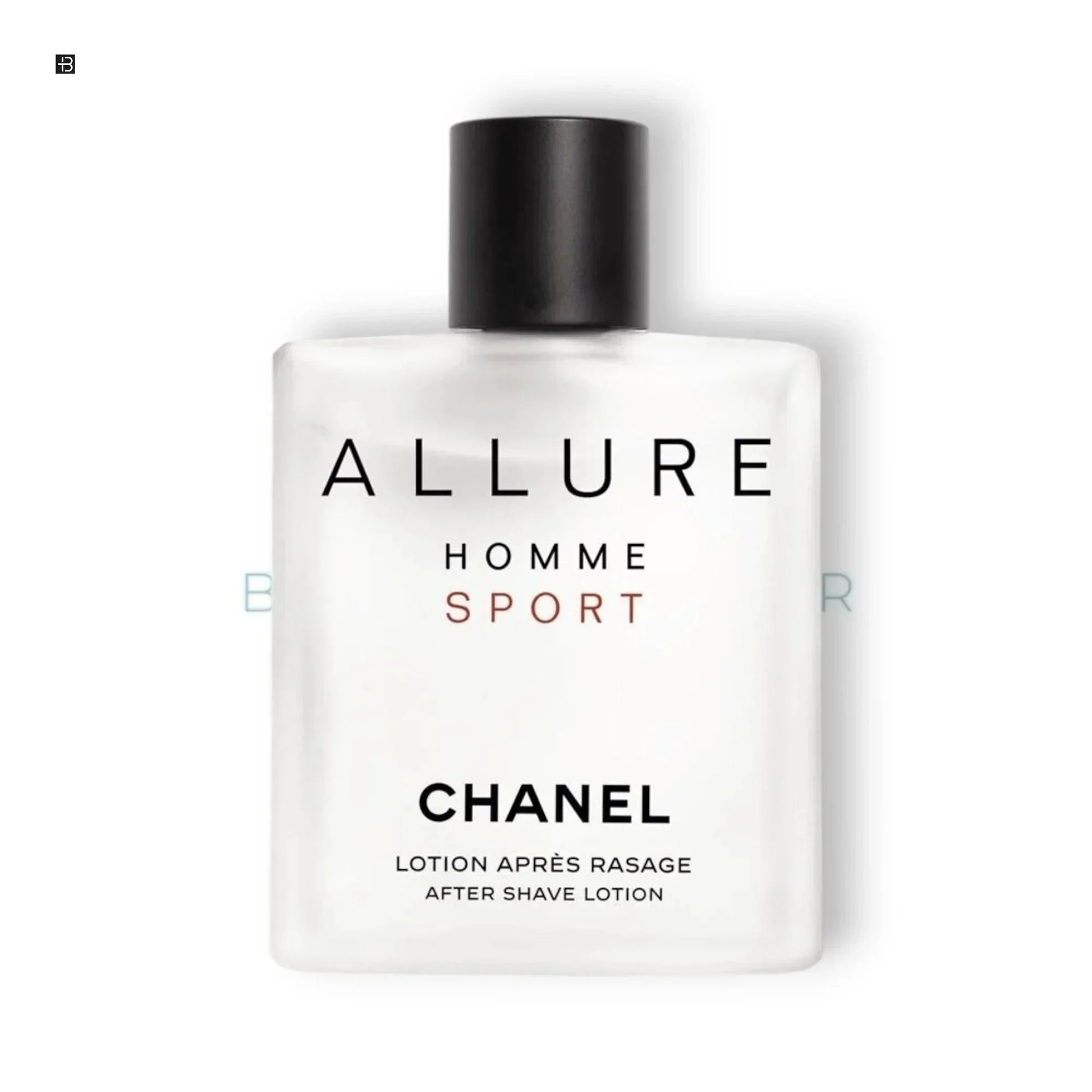 Chanel Allure Homme Sport After Shave Lotion Flakon auf weißem Hintergrund
