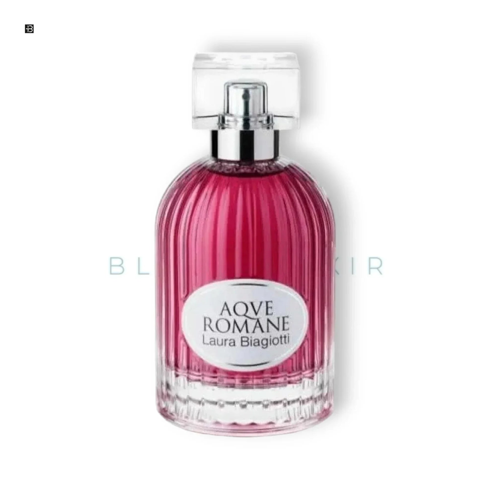 Luxusparfum Laura Biagiotti Aqve Romane, eleganter Flakon, pinke Flüssigkeit, Unisex-Duft