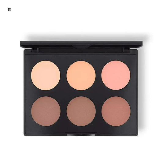 Make-up Palette mit sechs natürlichen Puderfarben für das Gesicht, neutraler Hintergrund