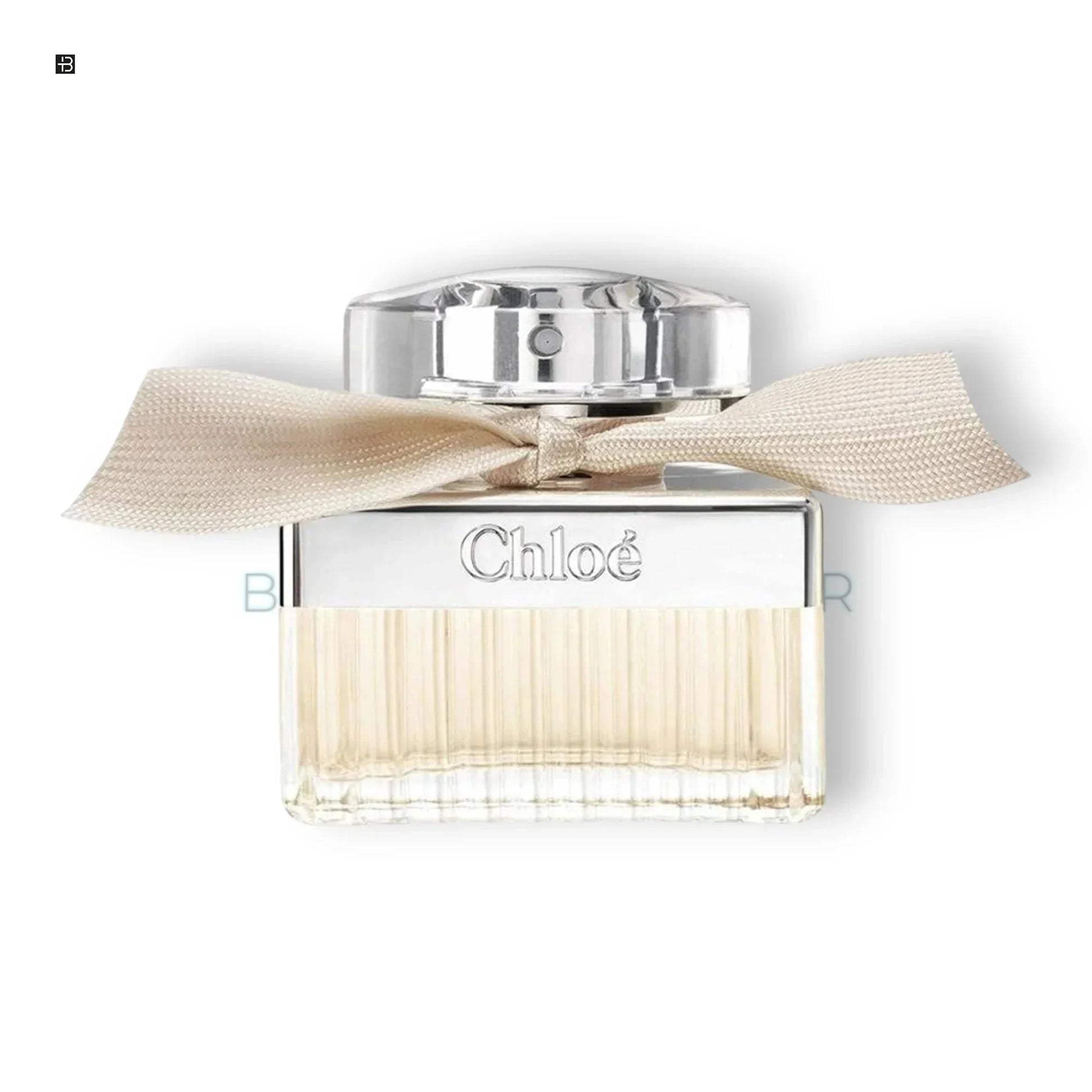 Luxus Damenparfum Flakon mit silberner Kappe und Schleife, elegantes Duftdesign