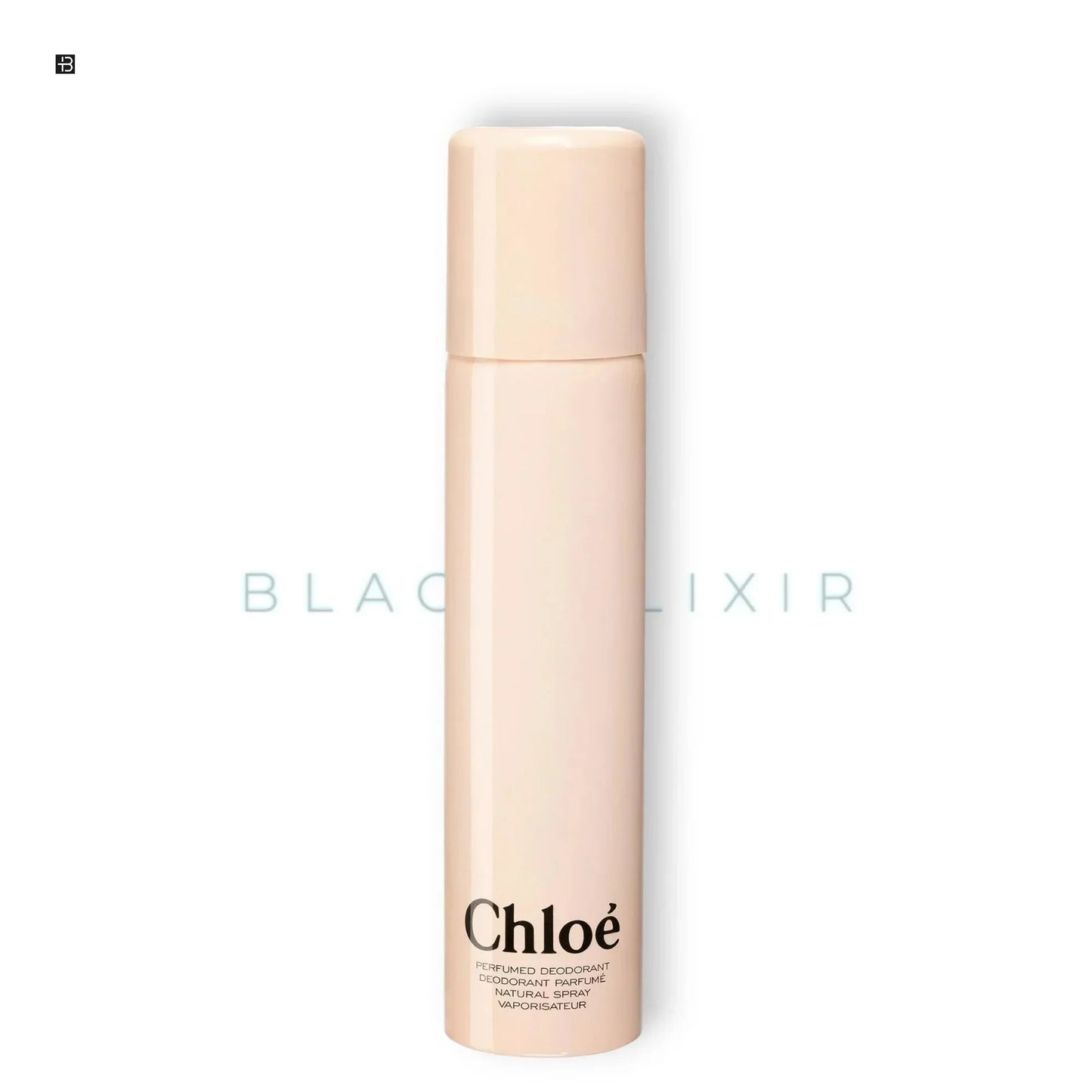 Chloé Deodorant Spray in cremefarbener Flasche auf weißem Hintergrund, luxuriöser Damenduft