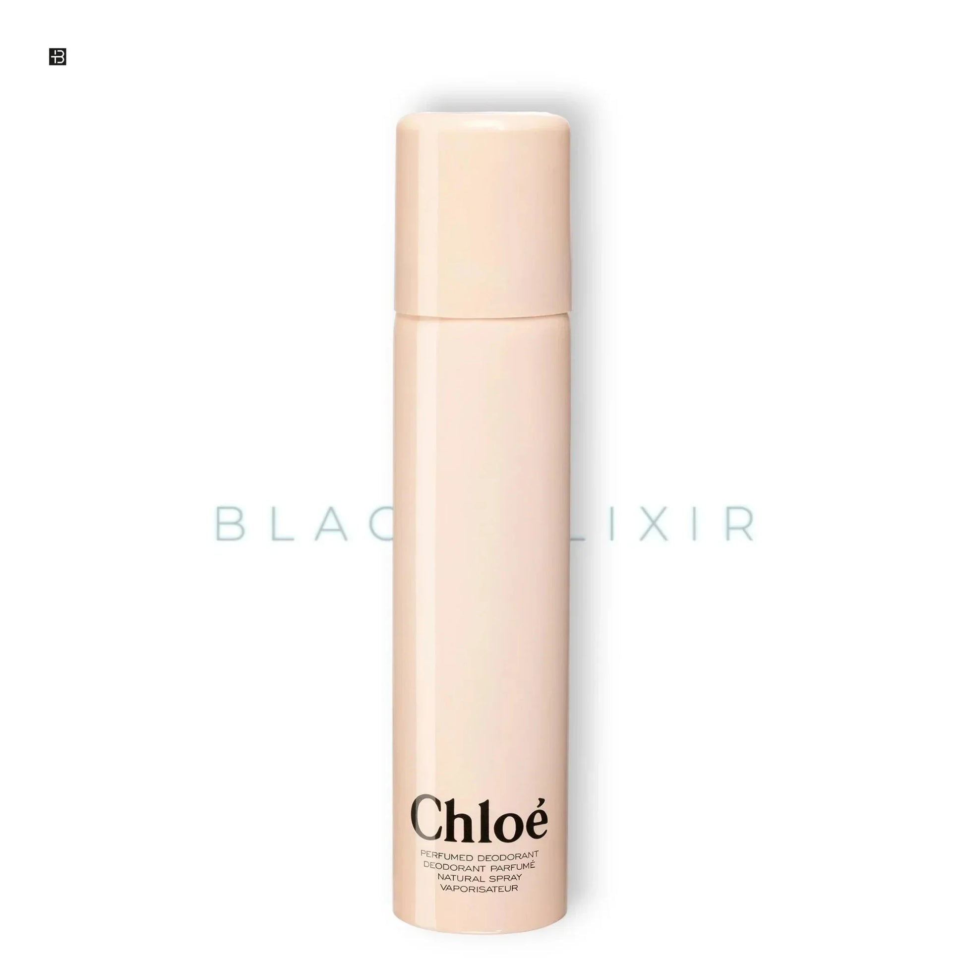 Chloé Deodorant Spray in cremefarbener Flasche auf weißem Hintergrund, luxuriöser Damenduft