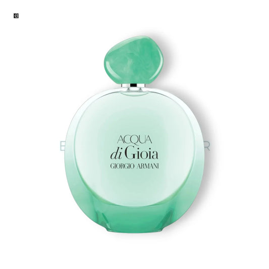 Giorgio Armani Acqua di Gioia Damenparfum Flakon in grünem Glas auf weißem Hintergrund