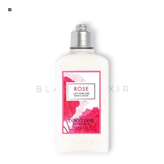 L'OCCITANE Rose Body Lotion 250ml, luxuriöse Körperlotion mit Rosenduft, weiße Flasche.