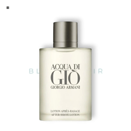 Acqua di Giò After Shave Lotion Flakon, luxuriöses Herrendufterlebnis auf weißem Hintergrund