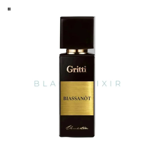 Gritti Biassanòt Parfumflakon in Schwarz mit goldenem Etikett, luxuriöses Unisex Parfüm