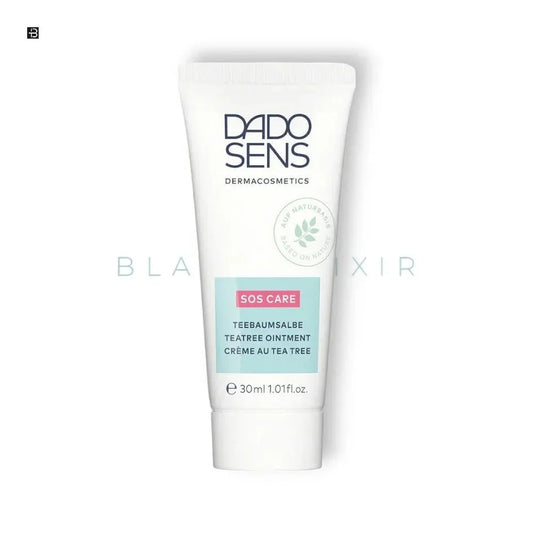 DADO SENS Teebaumsalbe SOS Care Creme Tube, 30 ml, Dermakosmetik Produkt auf weißem Hintergrund