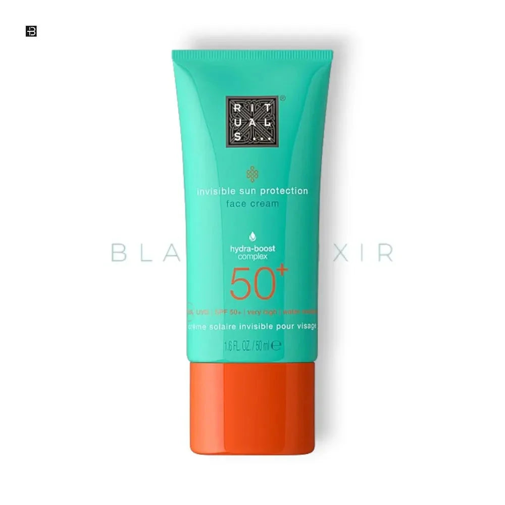 Rituals Invisible Sun Protection SPF 50+ Gesichtscreme in türkiser Tube mit orangener Kappe