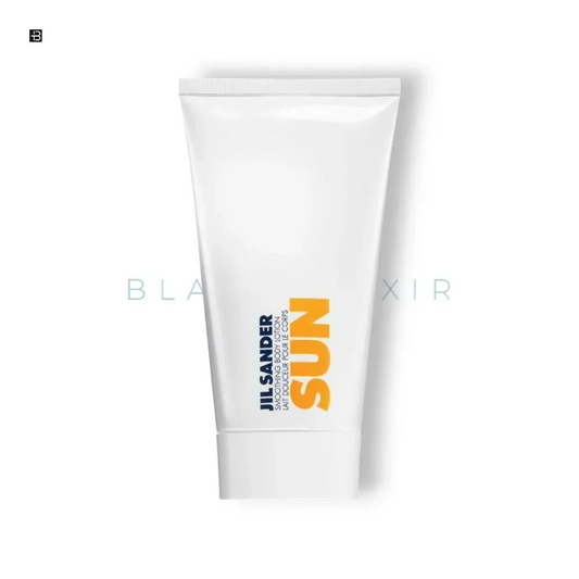 Weiße Tube Jil Sander Sun Body Lotion, parfümierte Körperpflege, stehendes Produktfoto