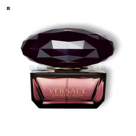 Versace Crystal Noir Damenparfum Flakon, luxuriöses Parfüm mit dunklem, facettiertem Deckel