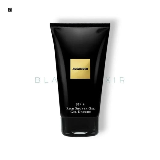 Schwarzes Jil Sander Duschgel No 4 Tube auf weißem Hintergrund, luxuriöse Körperpflege