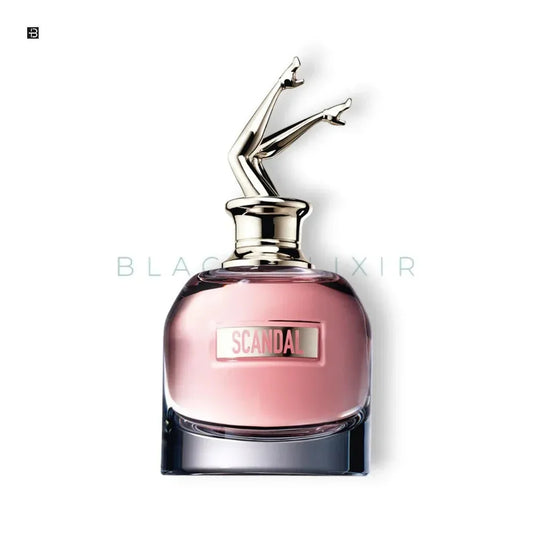Luxus Damenparfum Flakon mit rosa Inhalt und auffälligem goldenen Verschluss in Beinform