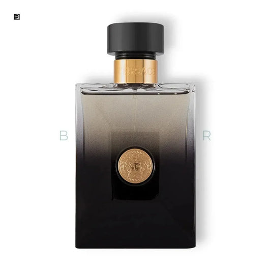 Edles Herrenparfum in schwarz-goldenem Flakon mit Medusa-Emblem, luxuriöses Duftprodukt