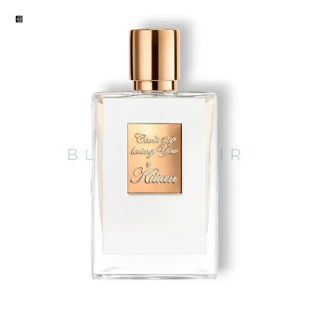 Rechteckiger Glasflakon des Kilian Can't stop loving you Eau de Parfum mit goldenem Verschluss.
