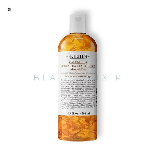 Kiehl's Calendula Herbal-Extract Toner 500ml Flasche mit sichtbaren Blüten, alkoholfrei, Gesichtspflege