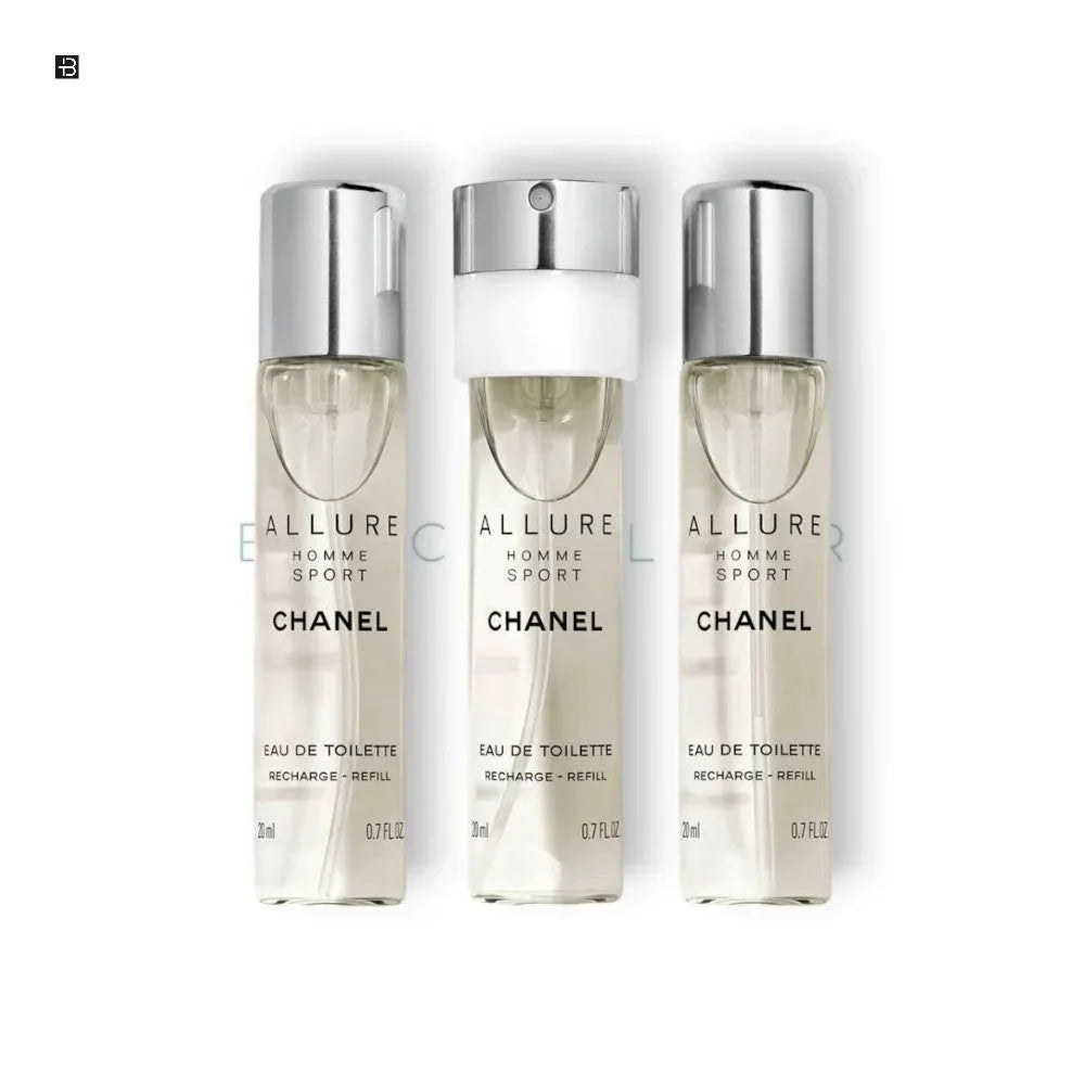 Drei Chanel Allure Homme Sport Eau de Toilette Nachfüllflakons für Herrenparfum