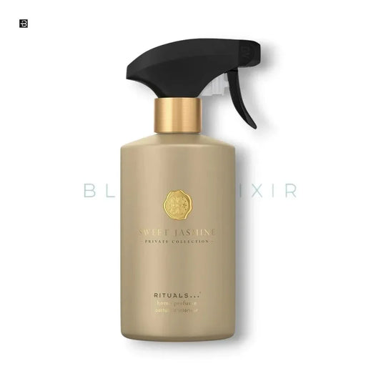 Beiger Raumduft-Spray 'Sweet Jasmine' mit schwarzem Sprühkopf, luxuriöses Parfum für Zuhause.