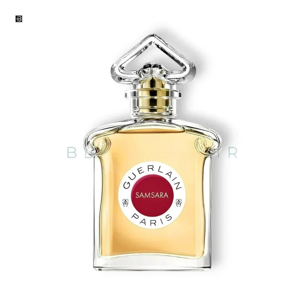 Luxusparfum Flakon, elegantes Design, Aufschrift GUERLAIN SAMSARA PARIS, edle Duftkreation