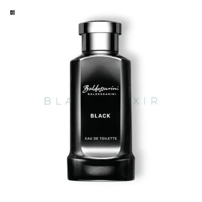 Schwarzer Baldessarini Black Eau de Toilette Flakon für Herren auf weißem Hintergrund.