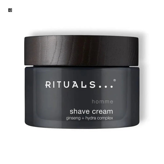 Rituals Homme Rasiercreme mit Ginseng und Hydra Complex in schwarzem Tiegel, Nahaufnahme