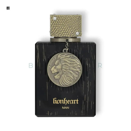 Luxus Herrenparfum Flakon mit bronzefarbenem Löwenanhänger und geprägtem Verschluss