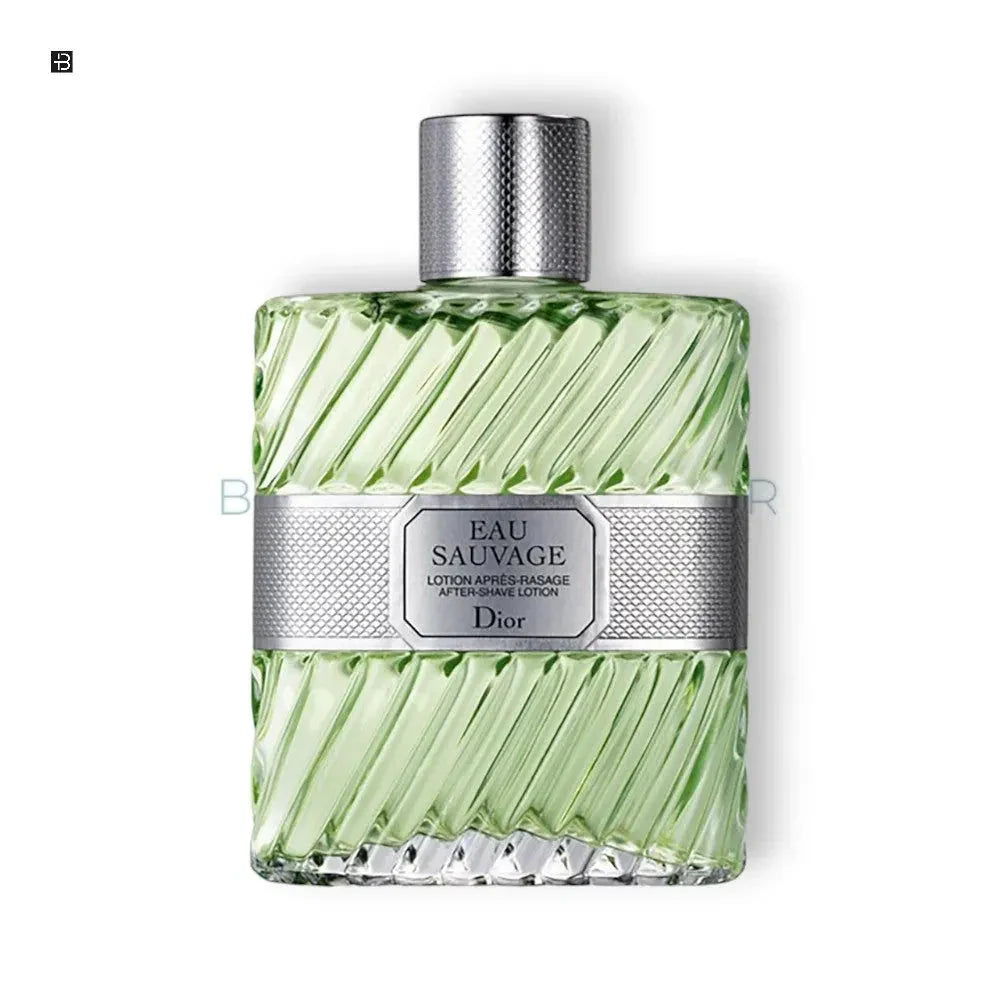 Luxuriöse Eau Sauvage After Shave Lotion für Herren in grüner Glasflasche mit Silberetikett